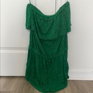 LOFT Green Leaf Patterned Romper